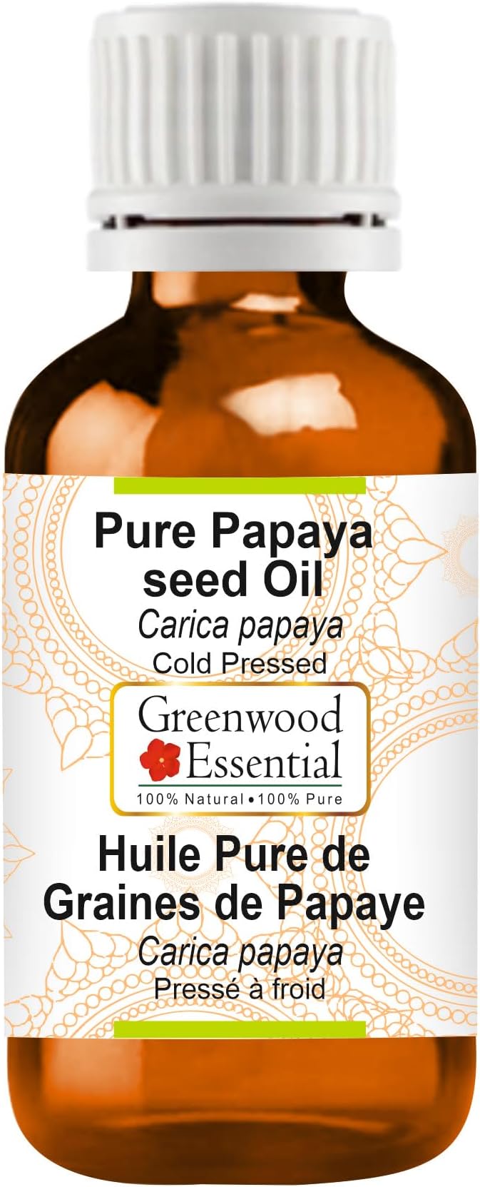 Greenwood Essential Papaya Seed Oil (Carica Papaya) | Cold Pressed | Natural | Undiluted | for Diluting Essential Oils | for Skin & Massage | Men & Women | 100ml (3.38 oz)