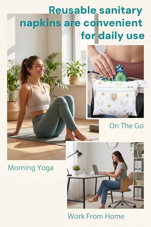 Pure Cotton Pads Sanitary Napkins,Washable Menstrual Pads,Reusable Incontinence Pads,with 1 Storage Bag,Panty Liners Pads Period for Women/Postpartum/Incontinence Patients.Black 2*（S+M+L）