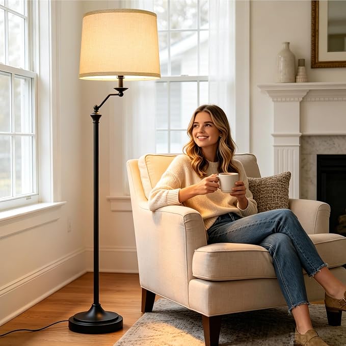 Lamp Shades Set of 2, 11.6"Top x 12.6"Bottom x 9.8"High, Champagne Beige | Drum Lampshades for Table Lamps, Floor Lamps, Natural Linen Lampshades for Bedroom, Living Room, Spider, Assembly Required