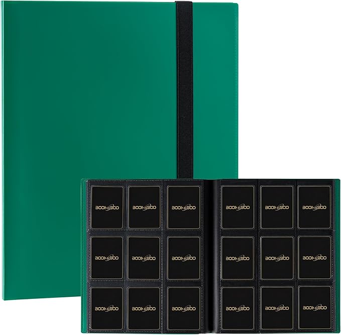 Card Binder 9 Pocket Storage 360 Card Binder,Trading Card Binder Senior and Sturdy Side-Loading Album,Intended For YuGiOh,MTG, TCG,Game Cards & Baseball Card Binde,(Green)