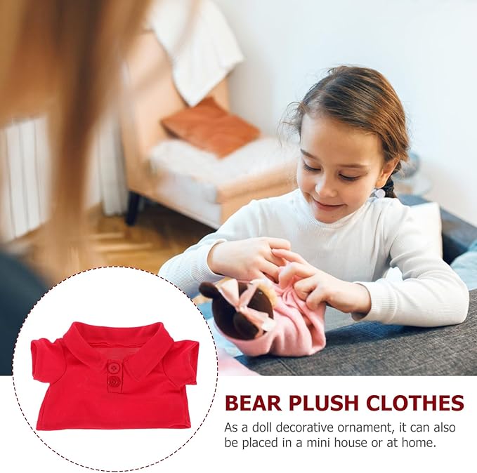 TOYANDONA Plush Bear Clothes Red Shirt Doll Accessories Soft Tiny Clothes for Stuffed Animals 6 Inch Replacement Outfit for Bear Plush Toys