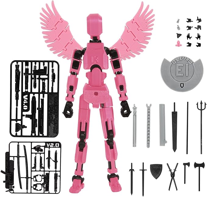 MerryXD T13 3D Action Figure,Assembly Completed Dummy Nova Titan Lucky 13 Action Figure 3D Printed Multi-Jointed Movable Toy Pink