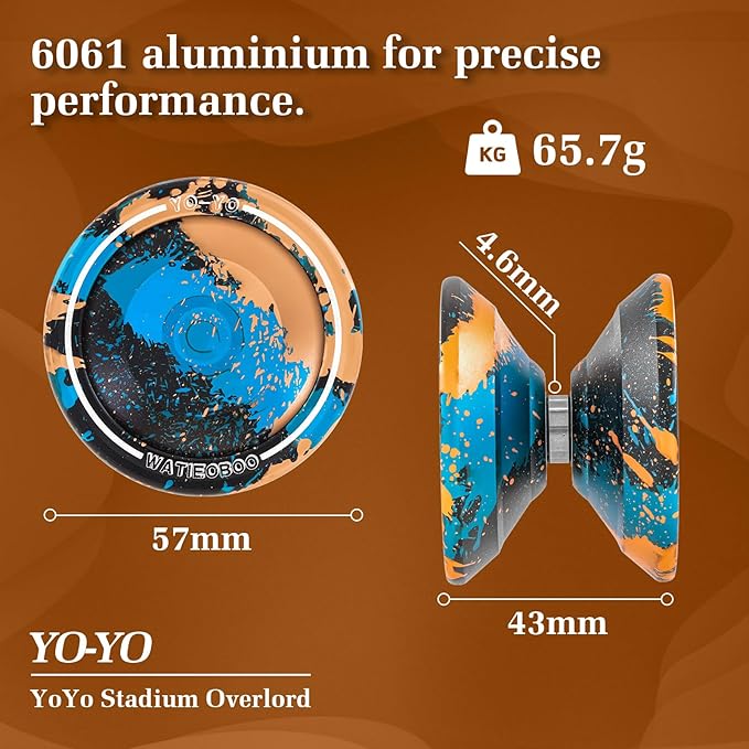 WATIEOBOO Yoyo Responsive Yoyo for Kids 8-12,Professional Unresponsive Yoyo for Adults Pro Metal Trick Yoyo with Yo Yo Bearing Kit 10 Strings, Case & Gloves (Black Blue Orange)
