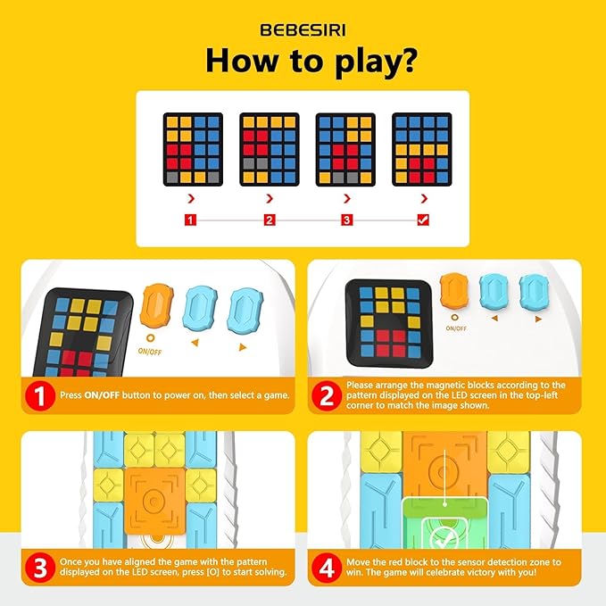 Super Slide Puzzle Game – Rechargeable Brain Teaser Unlock 500+ Levels of Electrifying Sliding Puzzles，A Dazzling Electronic Brain Challenge with Addictive Puzzle Fun for All Ages.
