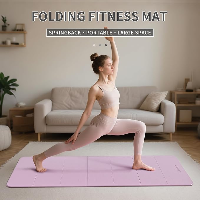7-Fold Yoga Mat 70"x24" - 1/2 Inch Thick Folding Exercise Mat, Compact Non-Slip TPE Mat for Travel, Storage, Yoga & Home Gym, Lightweight & Portable
