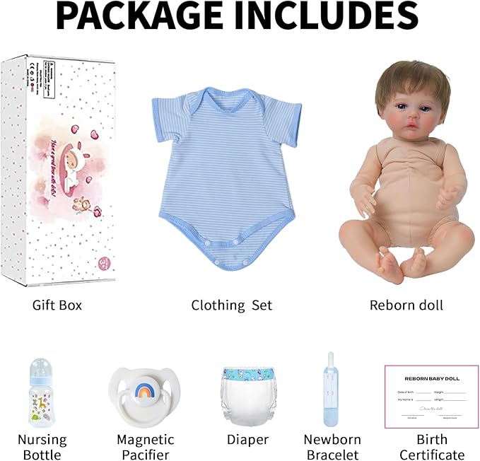 SCOM 18-Inch Reborn Baby Dolls Boy - Realistic Newborn Baby Doll, Lifelike Weighted Soft Body, Adorable Poseable Real Life Doll with Accessories – Gift for Kids Age 3+ & Collectors