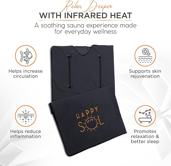Happy Sol Far Infrared Sauna Blanket for Home, Portable Infrared Sauna Blanket for Therapy, Convenient Arm Holes, Sauna Blanket for Detox, Suitable for Relaxation and Exercise Recovery, Very Low EMF