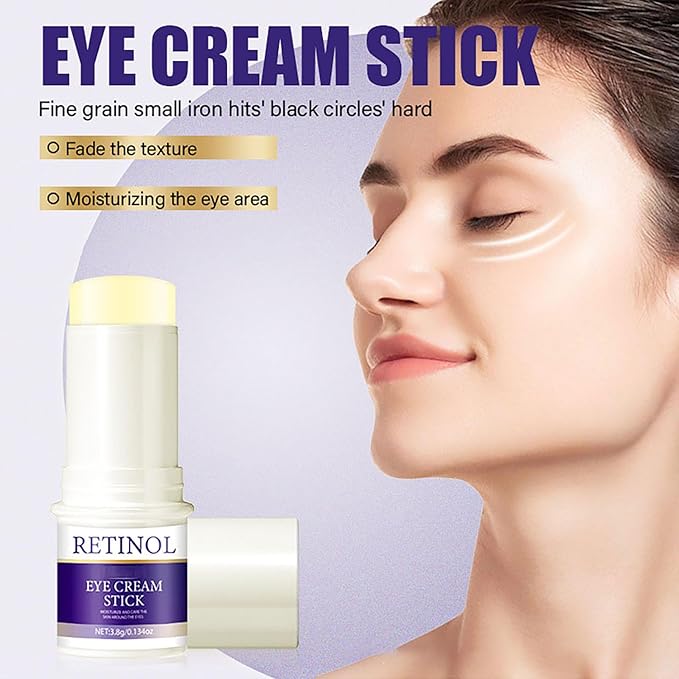 Retinol Eye Stick, Retinol Eye Cream for Dark Circles and Puffiness, Under Eye Cream Anti Aging Hydrating Stick Reduces Fine Lines Wrinkles Under Eye Bags 0.13 OZ/3.8 g