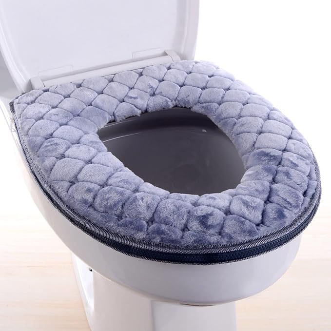 Toilet Seat Cover Pad Toilet Seat Cushion Washable & Comfortable Cover Pads, Fits Most Size Lids Mat U Shaped Covers for Bathroom Pad with Zipper Cushioned Soft Warmer Washable