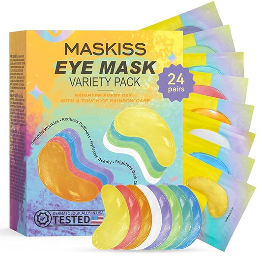 Maskiss Under Eye Patches Variety Pack (24 Pairs), Mothers Day Gifts for Mom, Eye Masks for Dark Circles Puffy Eyes With 8 Colors (3 Pairs/Color), Vegan Skin Care Gifts for Women
