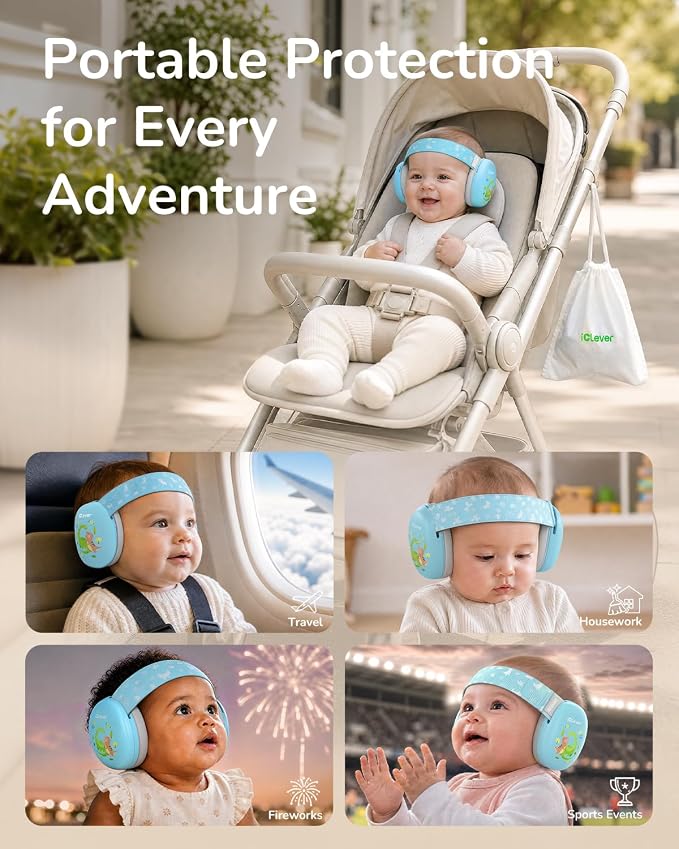 iClever Focus EM03 Baby Headphones for 3-36 Months, NRR 18dB