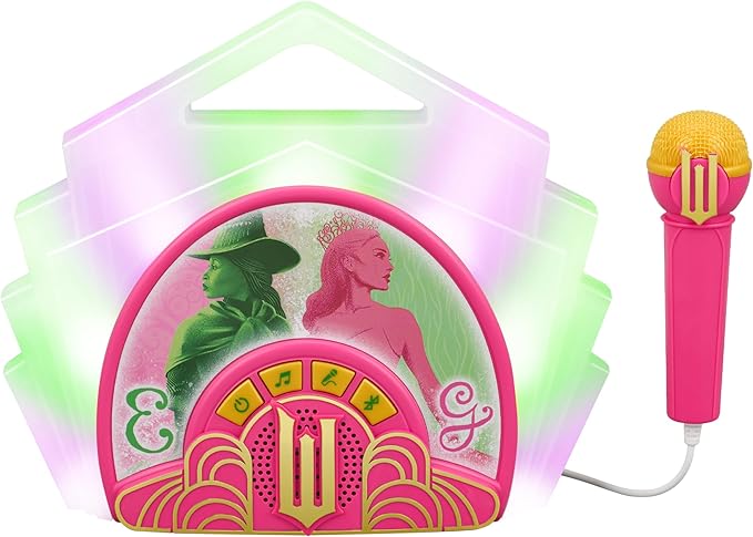 Wicked Karaoke Microphone with Boombox for Fans of Toddler Toys, Kids Karaoke Machine with Built in Music (Wicked)