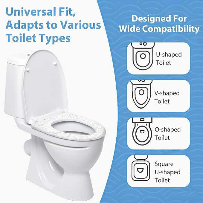 Disposable Toilet Seat Covers, 20 Pcs, Waterproof Non-Woven Fabric, Individually Wrapped, Portable for Travel, Hotel, Hospital, Public Toilet (Cartoon Print)