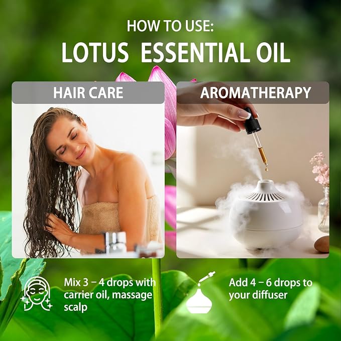 Lotus Essential Oil - Lotus Oil for Diffuser, 4 Fl Oz(120ml) | Candle Making, Soap Making, aroma, Strong Scent, Pure, Natural, Home Fragrance, Massage
