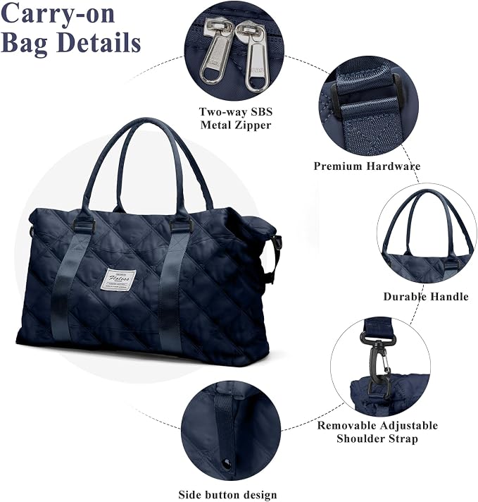 Travel Duffel Bag, Carry On Overnight Weekender Bags for Women | Travel Bag with Wet Pocket & Trolley Sleeve, For Spirit Airlines 18x14x8 Personal Item Bag