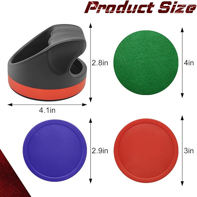 Air Hockey Pushers Air Hockey Pucks &Paddles,Goal Handles Paddles Replacement Accessories for Game Tables Include 2 Pushers, 4 Red &4 Blue Pucks
