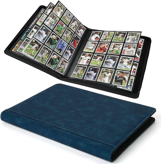 Arkeiliy Premium Ringless Trading Card Binder - 1024 Capacity, 16 Side-Loading Pockets per Page, Archival Quality Protection & Anti-Slip Spine for TCG, MTG, Sports Cards (Navy)