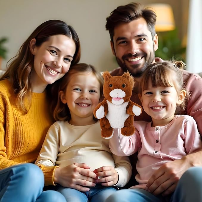 Animal Hand Puppets 11 Inch Sea Turtle Plush Dinosaur Animals Hand Puppet Toys Role-Play Toy Puppets for Kids Storytelling Imaginative Pretend Play Teaching Preschool(Squirrel)