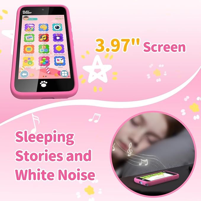MOMILLA Kids Toys Smart Phone with Dual Camera, 3.97" Touchscreen, 200+ Educational Games, Learning Toys with Parental Control for Ages 3-8