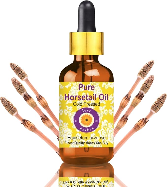 Deve Herbes Horsetail Oil (Equisetum arvense) with Glass Dropper | Cold Pressed | Pure | Natural | for Diluting Essential Oils | Hair, Skin & Massage | Non-Sticky | Lightweight | Unisex | 30ml (1 oz)