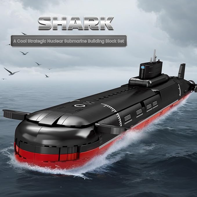 Reobrix Nuclear Submarine Building Sets for Adults, Typhoon-Class Nuclear Submarine Model Kit, History Collectible Decor, Military Toy Gift for Men and Teens