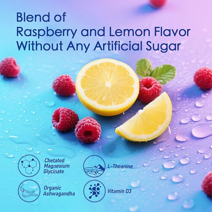 CALMORA Adaptogenic Relaxation Calm Drink Mix – Raspberry Lemonade with L-Theanine, Ashwagandha & Magnesium Glycinate |Sugar-Free, Non-GMO, 20 Single-Serve Packets