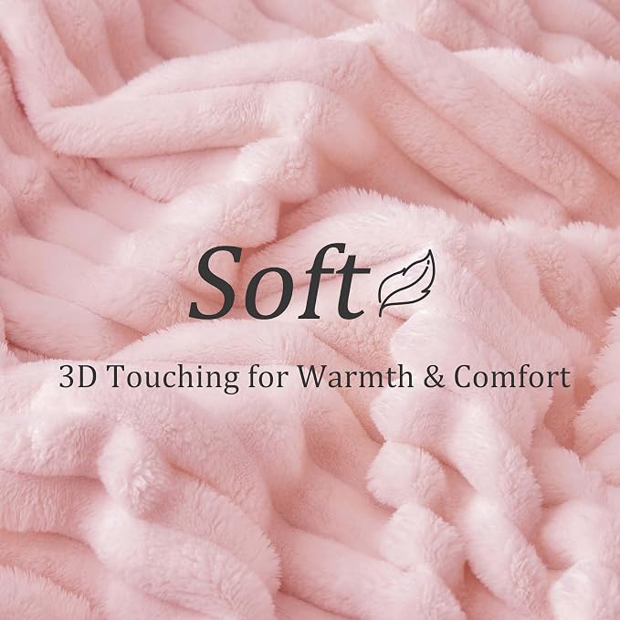 BEDELITE Ribbed Twin Blanket for Couch & Bed, Pink, 60"x80" | Ultra-Soft Plush Fleece, Cozy, Warm Yet Lightweight, Ribbed Texture, Home Decor, Machine Washable, Giftable, All-Season Use