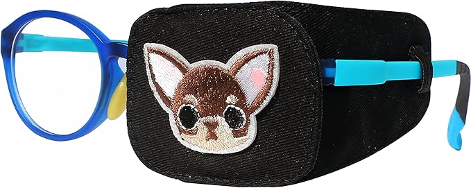Astropic Cotton & Silk Eye Patch for Kids Glasses (Left Eye, Chihuahua)