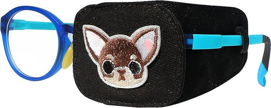Astropic Cotton & Silk Eye Patch for Kids Glasses (Left Eye, Chihuahua)