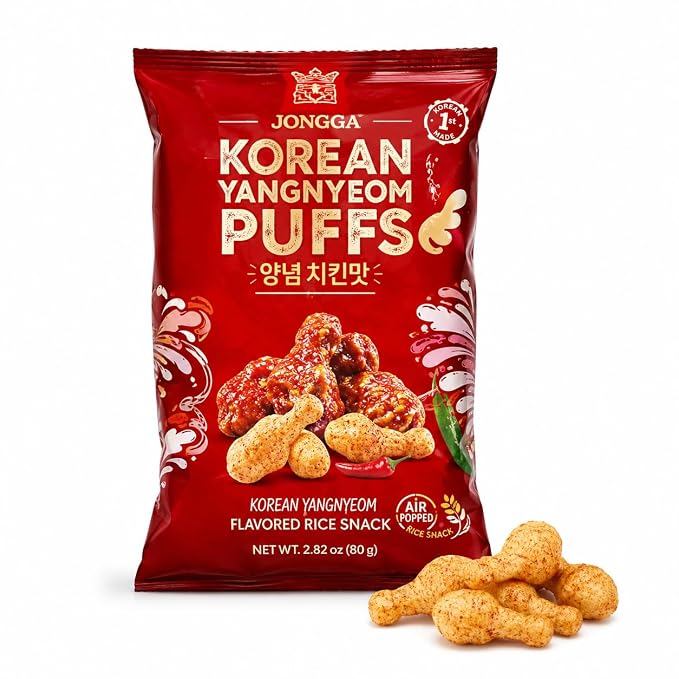 Premium Korean Sweet and Spicy Puffs | Authentic Korean gochujang seasoning crunch perfect for snacking for parties movie nights