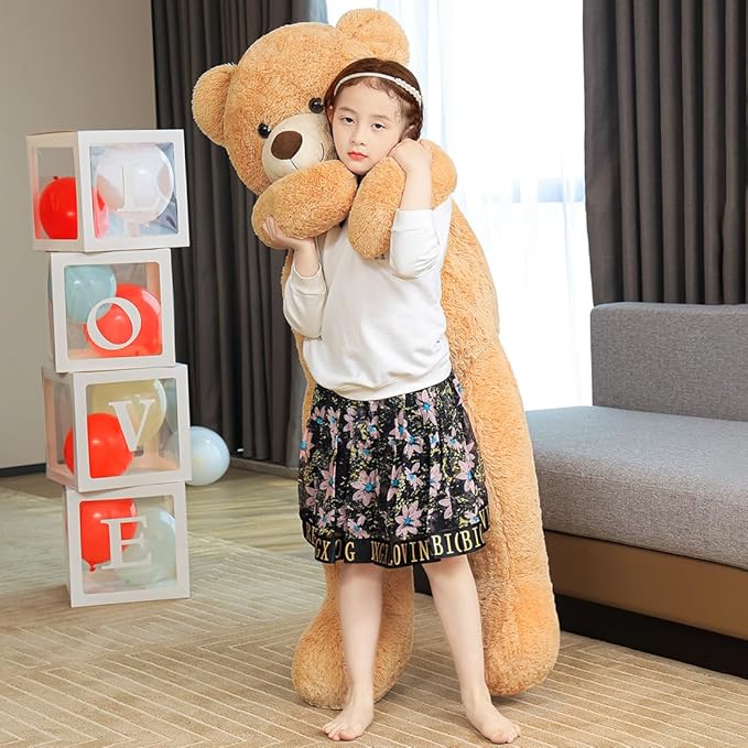 Giant Teddy Bear 47" Stuffed Animals Plush Toy, 4 Feet Cute Life Size Big Soft Bear for Boy Girl Birthday Valentine Mother's Day, 5 LBs, 120 CM, Light Brown