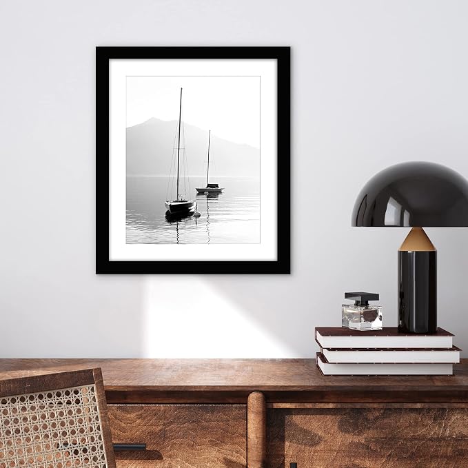 Americanflat 10x12 Picture Frame with Shatter-Resistant Glass - Use as 8x10 Frame with Mat or Display 10x12 Photo Without Mat - Signature Collection - Picture Frames for Wall Display - Black | Shatter-resistant glass, hangs vertical or horizontal, sawt...