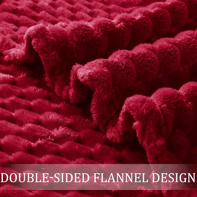 Exclusivo Mezcla 3D Fleece Twin Size Blanket for Bed, Deep Red | Extra Soft Fuzzy Plush Lightweight Bed Blankets, Cozy Fluffy Decorative Blankets for All Seasons, 60x80 Inches