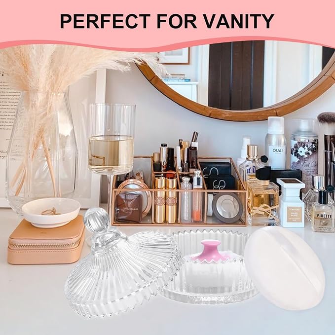 LAKIRA Extra Large Body Powder Puff and Container, 5.35" Body Container with 3.93" Powder Puff, for Baby Women's Loose Dusting Powder (5.35" Pure)