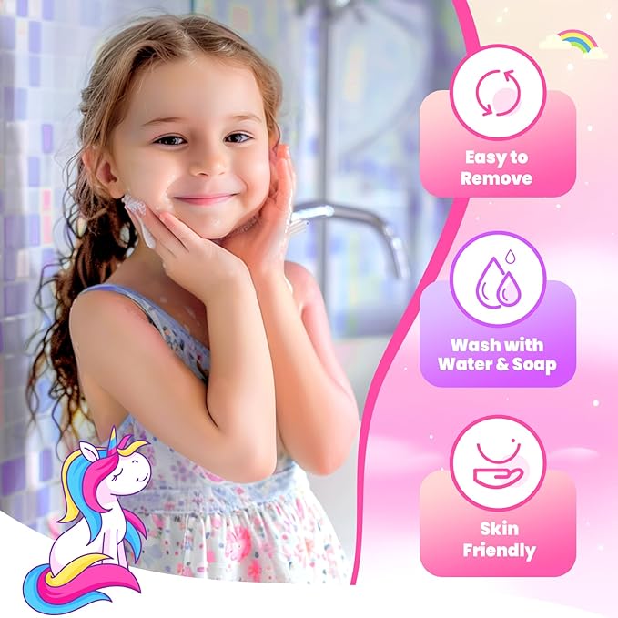 ULOVEME Kids Washable Makeup Kit for Girls 4-6 with Small Coin Purse(5.5x5.25in) - Real, Non Toxic Make Up Toy Gift- Umicorn Gift Set (Pink Coin Purse)
