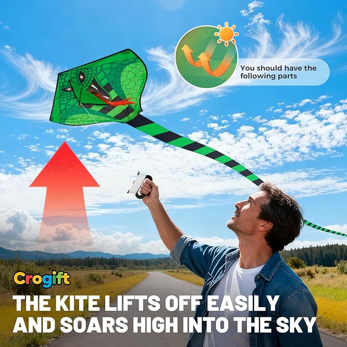 3 Pack Large Kites - Dragon Snake Delta Kites Easy to Fly for Adults Kids Beach Park Outdoor Game Activities, Gifts for Easter Festival Birthday