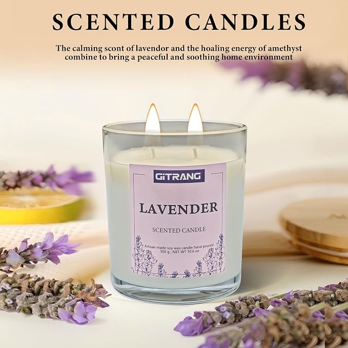 Lavender Scented Candle, 31.8 oz Soy Wax Candles for Home Aromatherapy, Relaxation Gifts for Women, Long Lasting Time (240-270 Hrs) for Bedroom Yoga Garden Patio Birthday Party,Set of 3