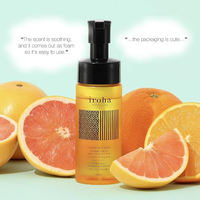 iroha INTIMATE CARE Foaming Type Feminine Wash - Sweet Citrus Scent, Advanced Moisture Barrier Complex with Ceramides & Hyaluronic Acid, Gentle Daily Delicate Zone Cleanser, 150ml