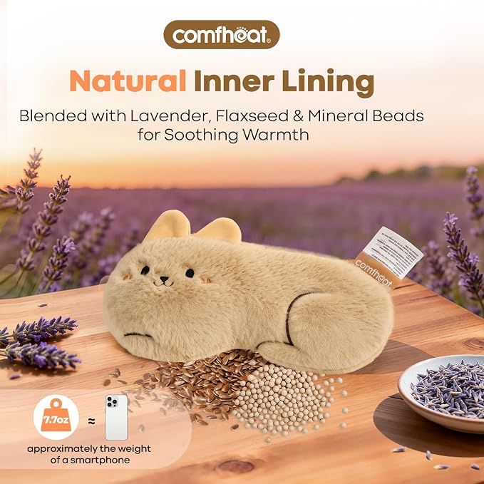 Lavender Eye Pillow for Relaxation, Microwavable Moist Heat Eye Compress Mask Pillow with Washable Plush Cover for Yoga, Sleeping, Meditation, Spa, Migraine Relief, Cute Rabbit Design