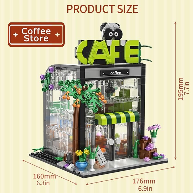 FANTASY&Co. Café Store Dream House Building Blocks Set - 589PCS, Creative Playset for Kids 6+, STEM Educational Toy,Compatible with Lego