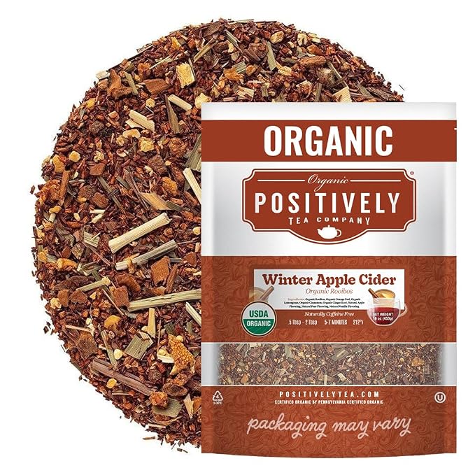 Organic Positively Tea Company, Winter Apple Cider Rooibos Tea, Loose Leaf, 16 Ounce
