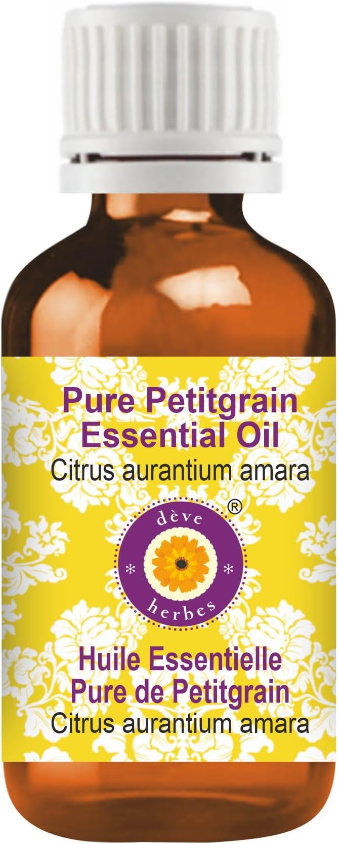 Deve Herbes Pure Petitgrain Essential Oil (Citrus aurantium Amara) Steam Distilled 50ml (1.69 oz)