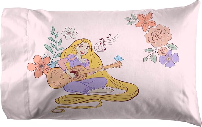 Jay Franco Kids Sheet Set with Fitted, Flat Sheets & Pillow Cover - Ultra-Soft Bedding with Pillowcase for Room Decor, White – Disney Princess, 4 Piece Queen
