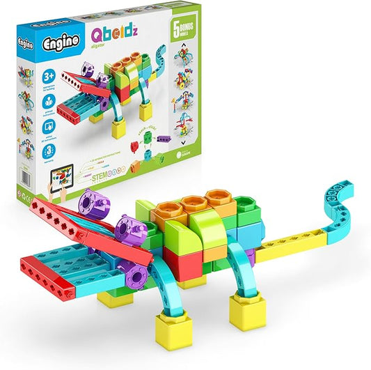 Engino QBOIDZ, Alligator Adventure, Building Blocks for Ages 3+, STEM Kit, Preschool Educational Toys for Kids, Engaging Kids Learning, Montessori Toys for Boys & Girls (5 Models)
