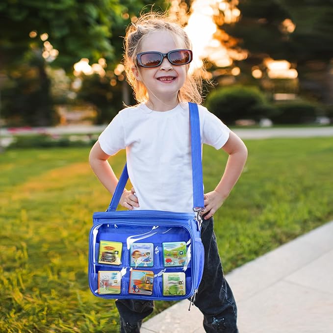 Carrying Case Compatible with Little Tikes Story Dream Machine Books Starter Set, Kids Toys Protective Bag with Handle and Shoulder Strap for Storytime, Little Character Collection(Blue)