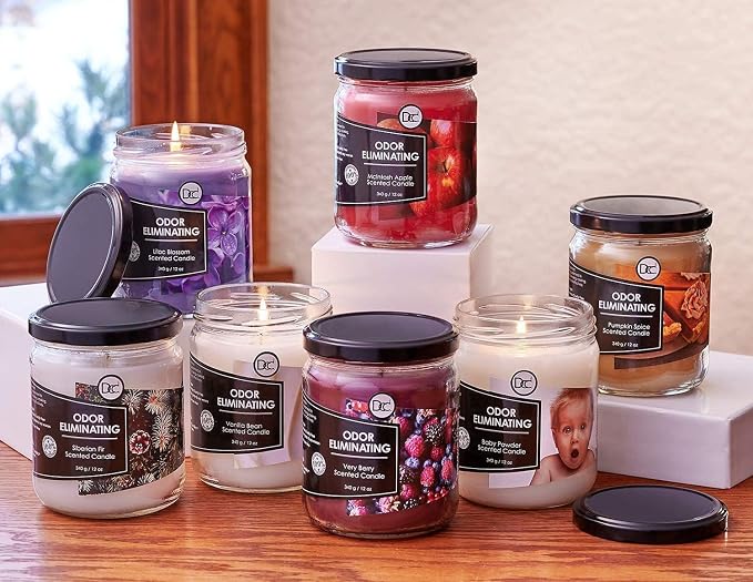 Vanilla Bean Odor Eliminating Highly Fragranced Candle - Eliminates 95% of Pet, Smoke, Food, and Other Smells Quickly - Up to 80 Hour Burn time - 12 Ounce Premium Soy Blend