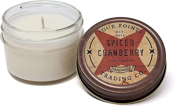 Four Points Trading Company Candles - Spiced Cranberry Aromatherapy Candle - Perfect Candle for Women or Men - Great for Birthday, Grandma, Mom, Home and Apartment Decor - 100% Soy Candle - 4oz