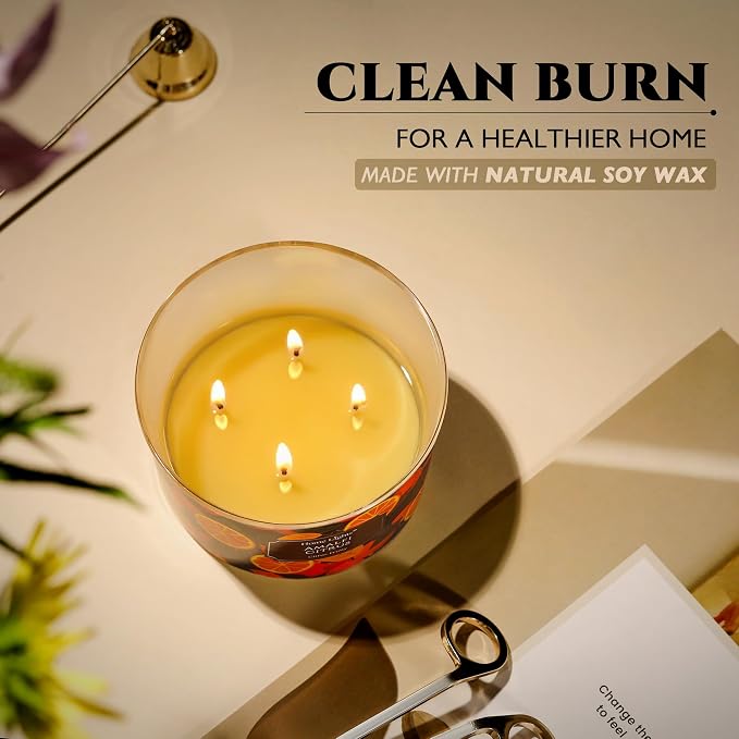 HomeLights 4-Wick Candles for Home Scented - 18oz Soy Wax Blend Candle Long-Lasting Fragrance, Eclectic Mixed Styles Home Decor and Housewarming Gifts, Amalfi Citrus