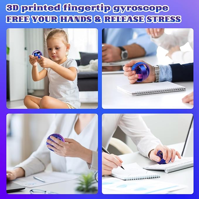2-Pack 3D Printed Spinners Fidget Toys Adults - Stress Relief Toys for ADHD, Anxiety & Sensory Needs | Quiet Office Desk Toy & Party Favors - Birthday Goodie Bag Fillers Halloween Party Favors