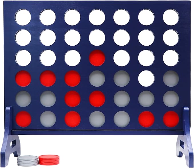 Tailgating Pros Premium Navy Giant Four in a Row with Carrying Case - Jumbo Oversized Outdoor Yard Game - Connect Multiple Pucks in a Row to Win - Many Puck Colors Available!